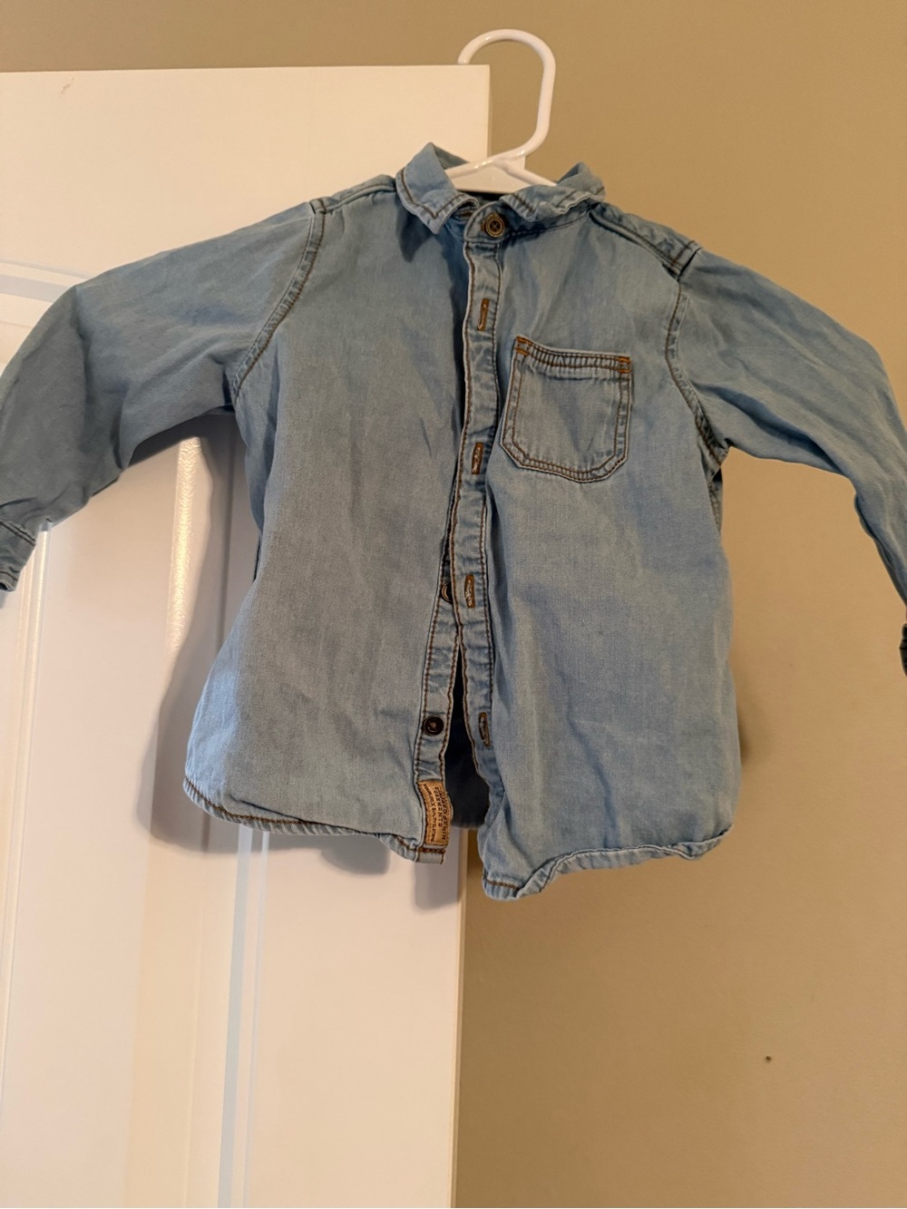 Zara Light Blue Denim Button-Down Shirt